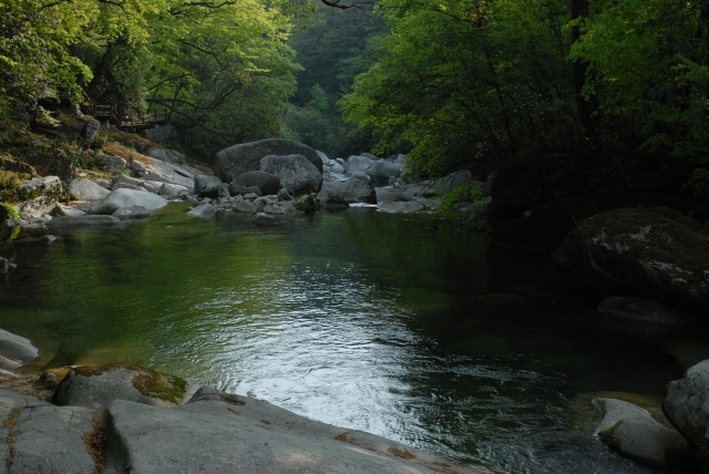 山溪詩(shī)意畫(huà)卷，潺潺流淌與鏡面水景